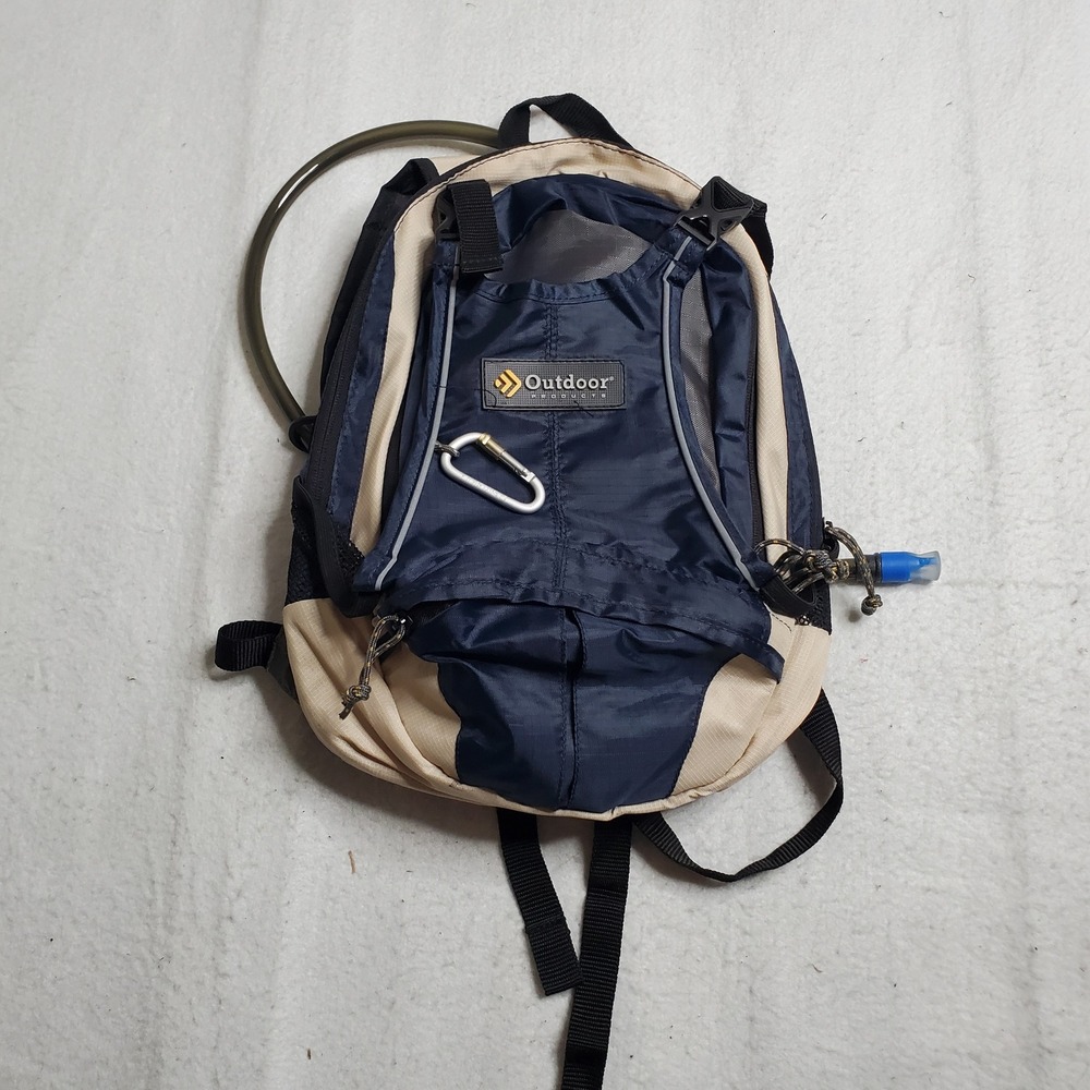 Outdoor Products Unisex Hydration Pack Blue Tan Hiking Backpack Small